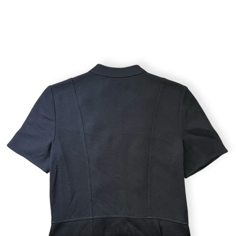 St. John Milano Military Black Button Midi Dress Short Sleeve, Size 6 - Picture 9 of 11